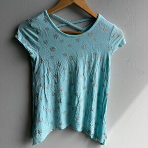 Justice Light Blue Floral Short Sleeve Tee